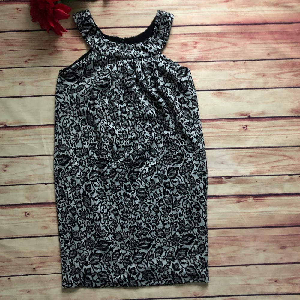 NINE WEST Glam Floral Metallic Retro Dress